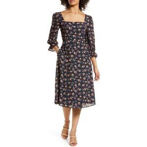 JULIA JORDAN Floral Print Bell Sleeve Midi Dress Size 10 NEW